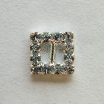  6 Small Silver Square Diamante Buckle Decorations