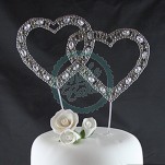 Large Hearts Diamante Cake Decoration