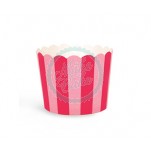 Cupcake Cases - Pink & Red Stripe x 25